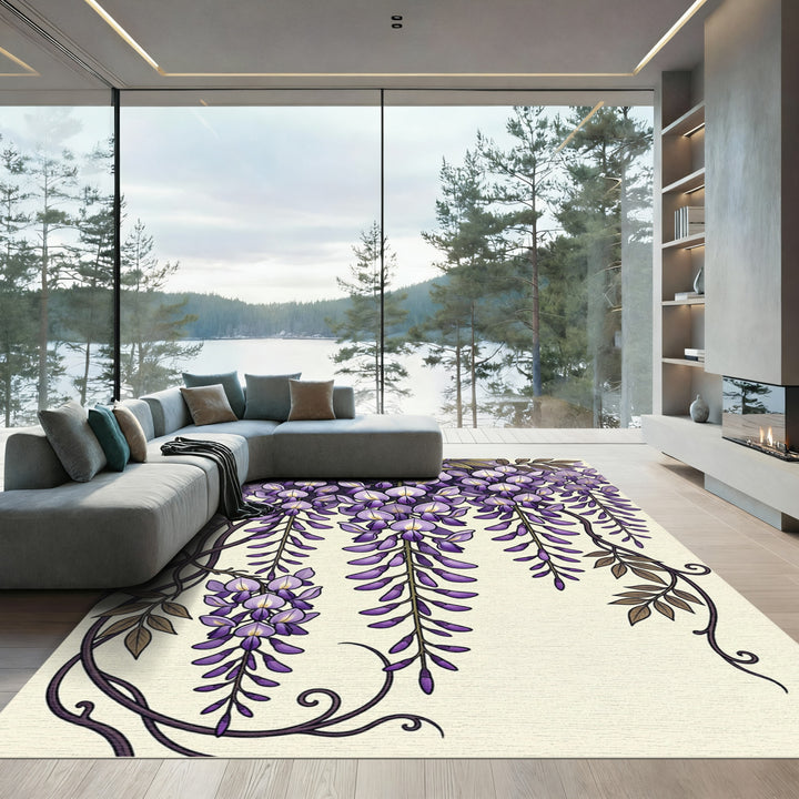 Elegant Purple Wisteria Blossom Rug
