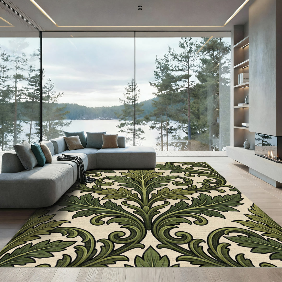 Emerald Green Acanthus Scroll Rug