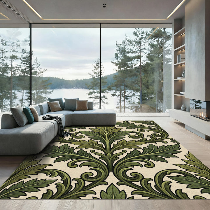 Emerald Green Acanthus Scroll Rug