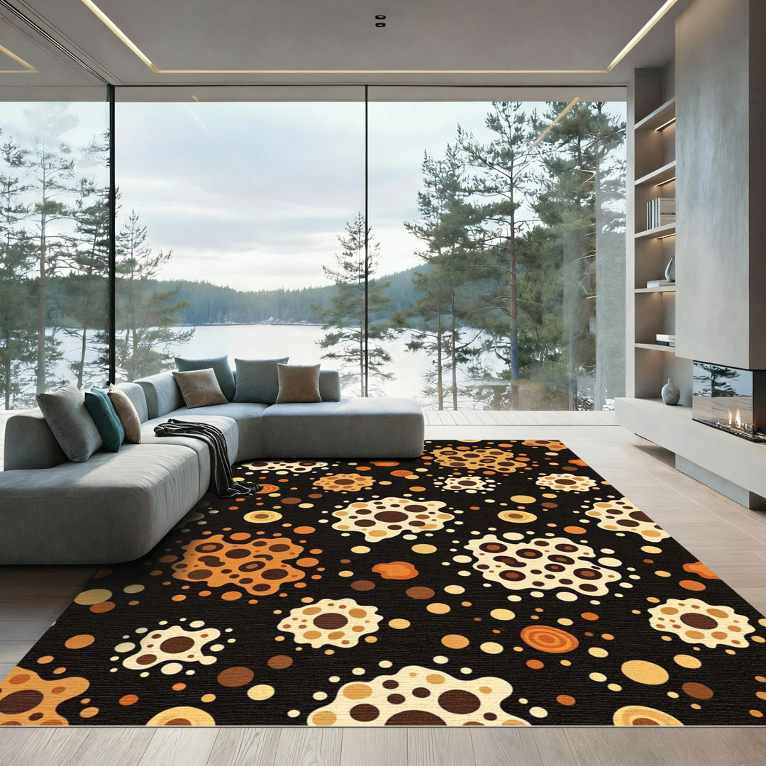 Earthy Speckled Abstract Blob Rug