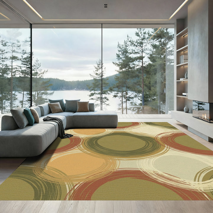 Earth Tones Abstract Circles Harmony Rug