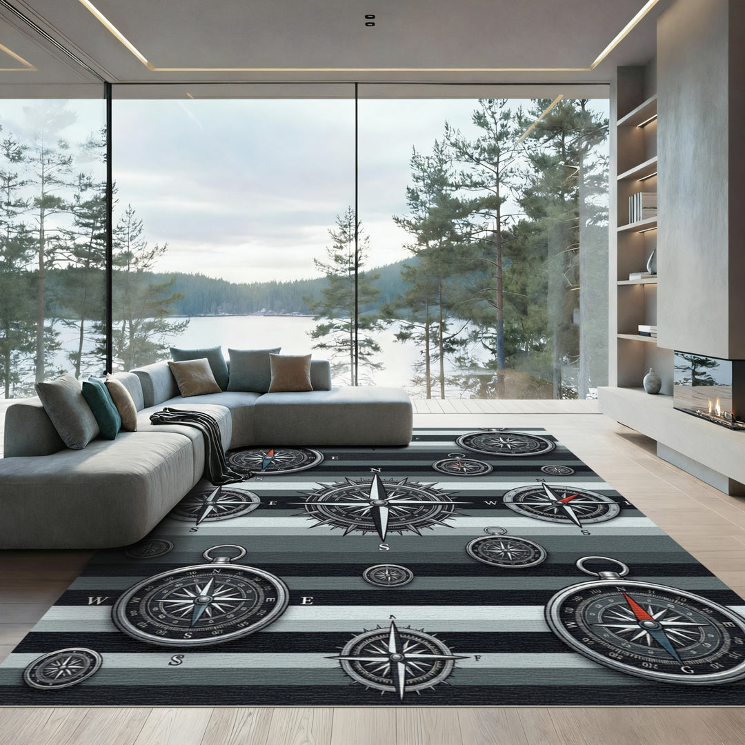 Nautical Compass Rose Outdoor Rug
