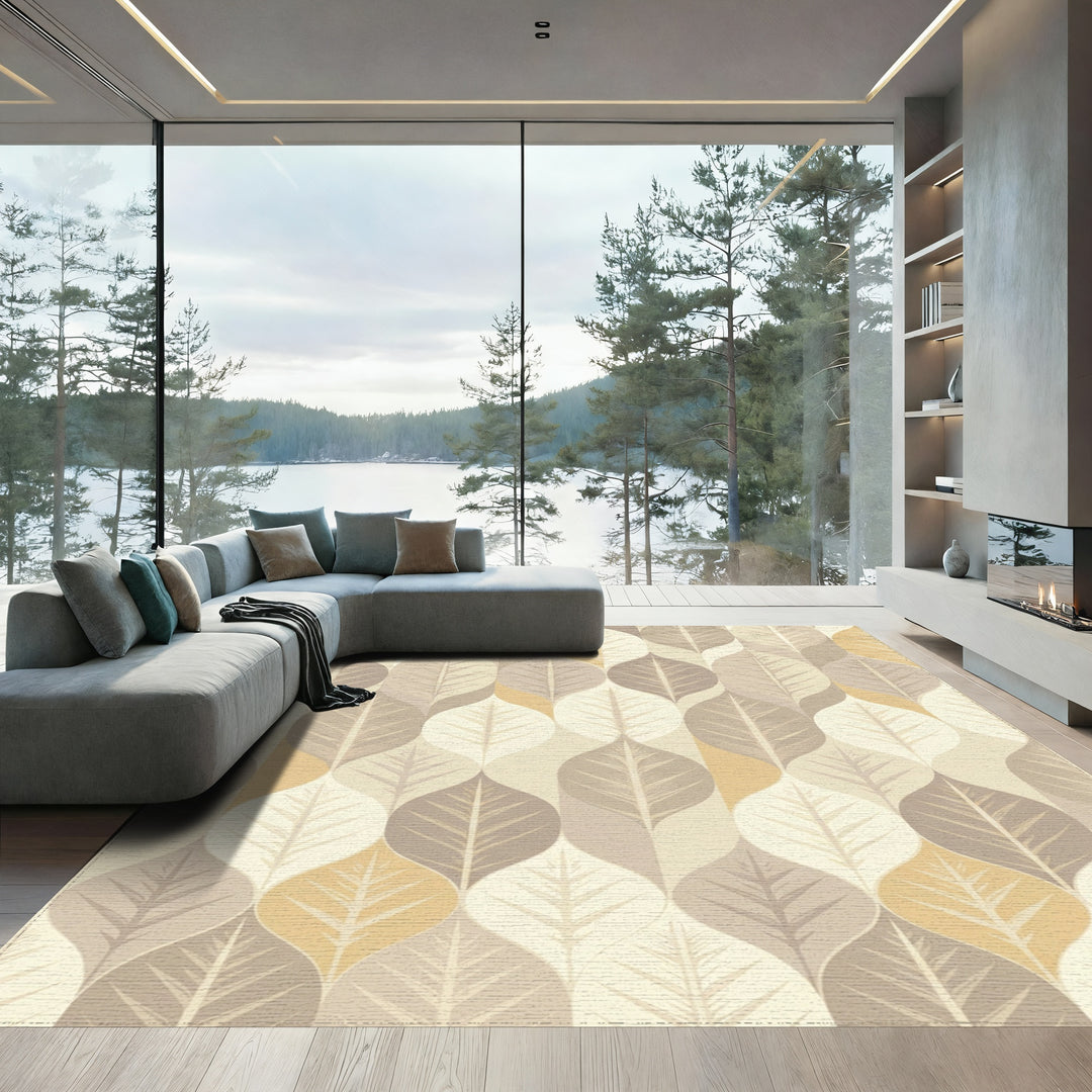 Earthy Leafy Tones Vertical Arrangement Rug