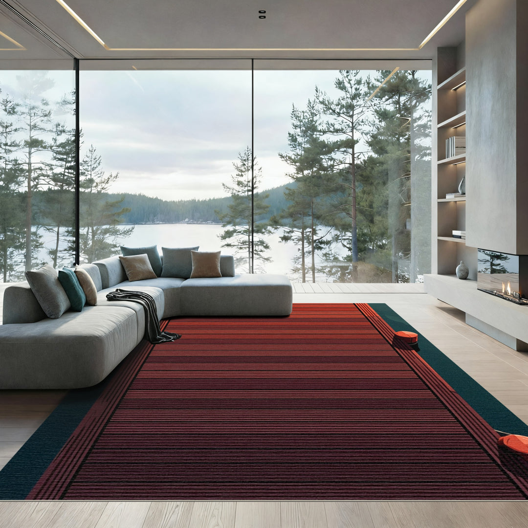 Sunset Ombre Wooden Dock Lines Rug