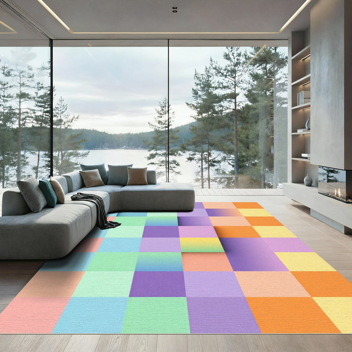 Modern Gradient Square Composition Rug