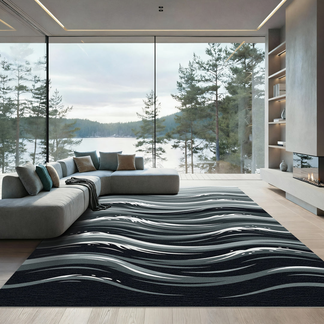 Monochromatic Abstract Wave Rug
