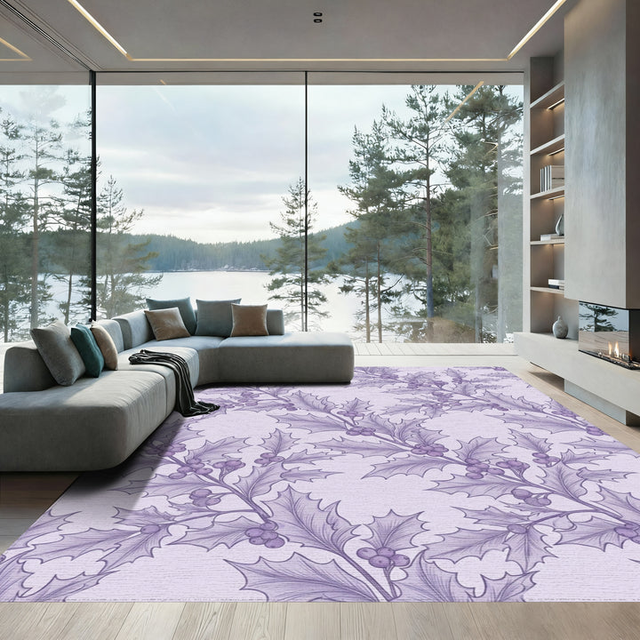 Delicate Purple Holly Berry Sprigs Rug