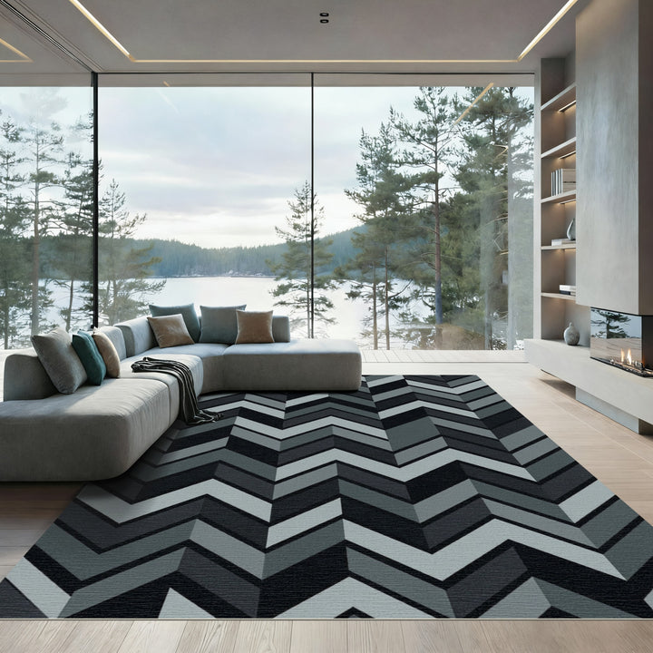 Monochrome Zigzag Chevron Rug