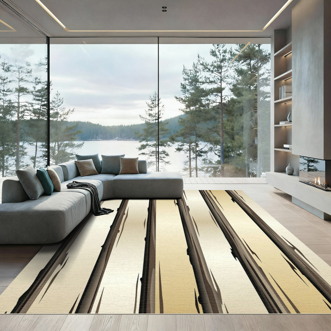 Distressed Vertical Wood Grain Rug