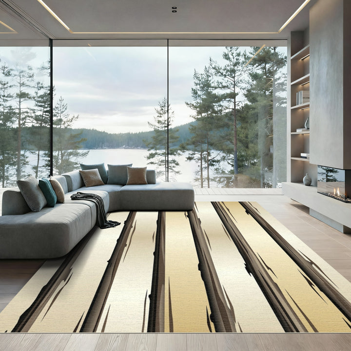 Distressed Vertical Wood Grain Rug