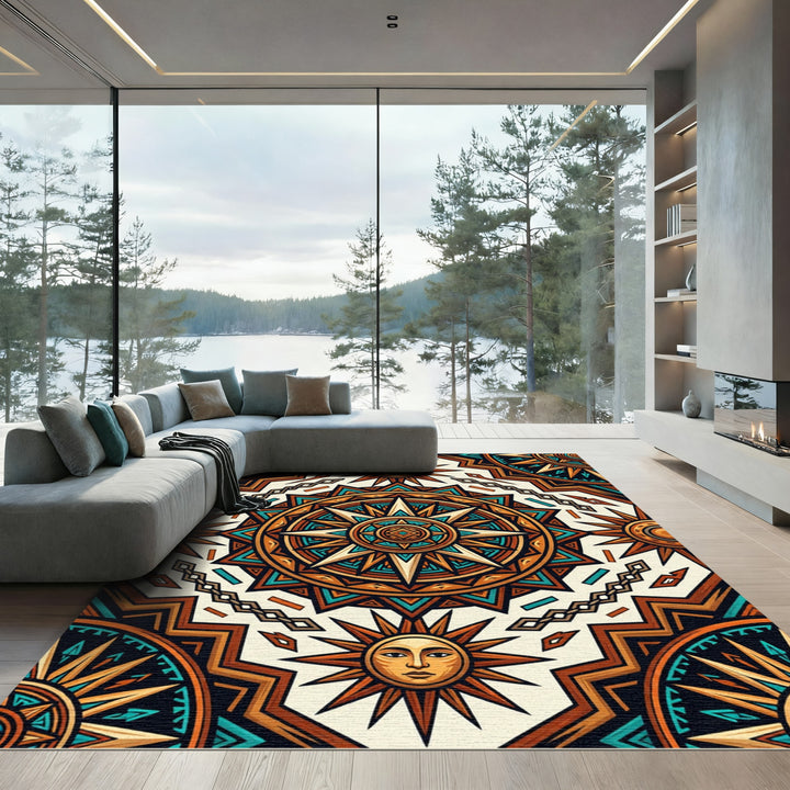 Native Sunburst Mandala Rug