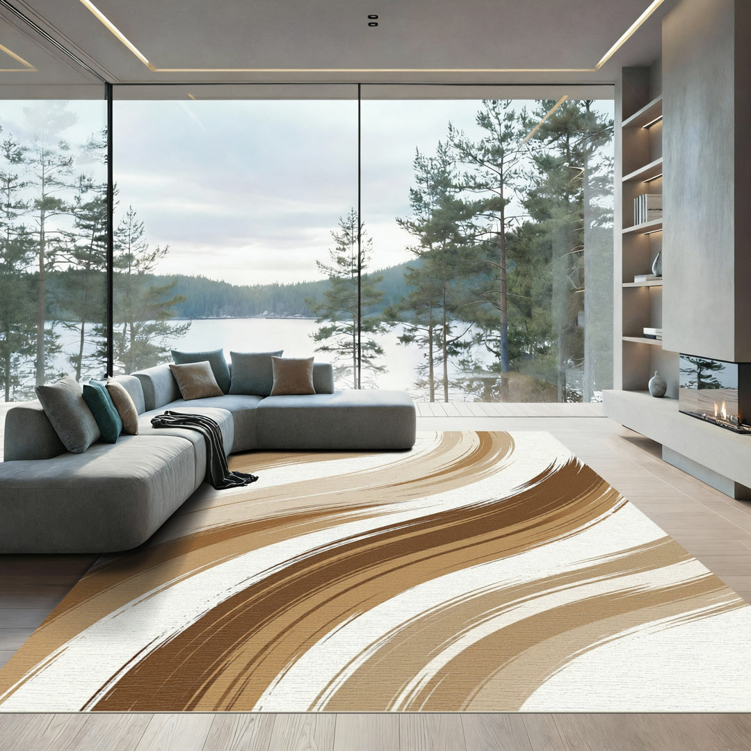 Earthy Tones Brush Stroke Swirl Rug