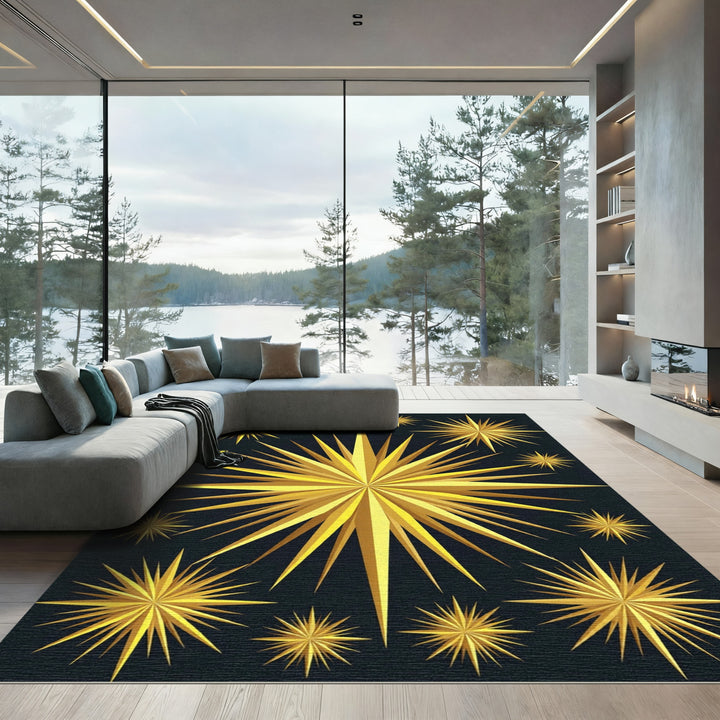 Golden Starburst Atomic Radiance Rug