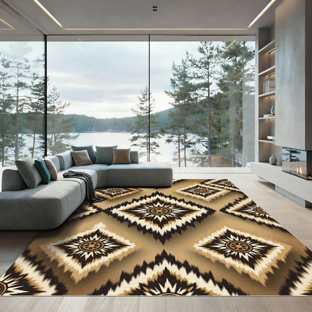 Earthy Diamond Sunburst Rug