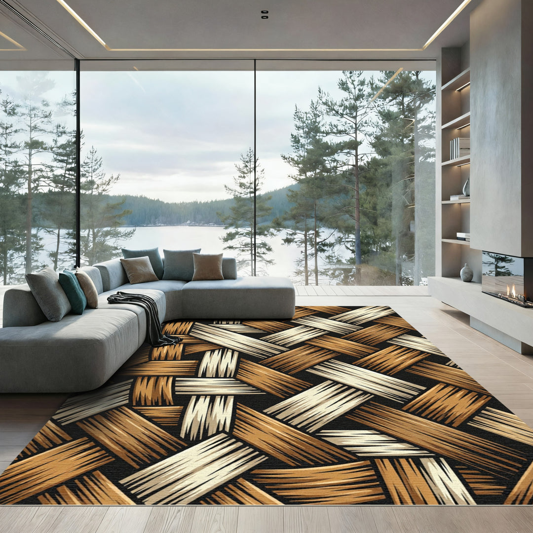 Natural Woven Texture Intertwined Strands Rug