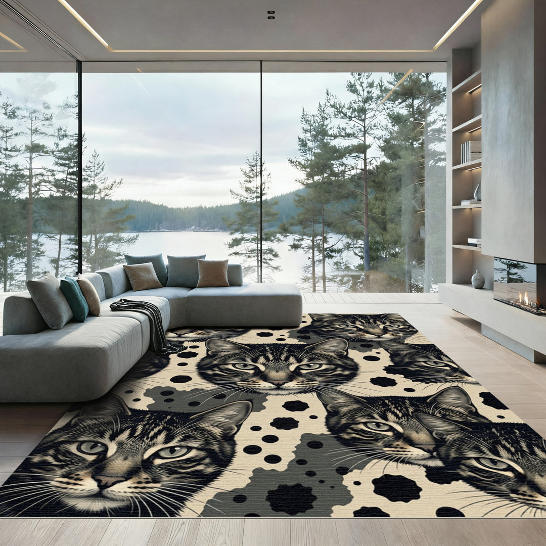 Tabby Cat Black Spot Camouflage Rug