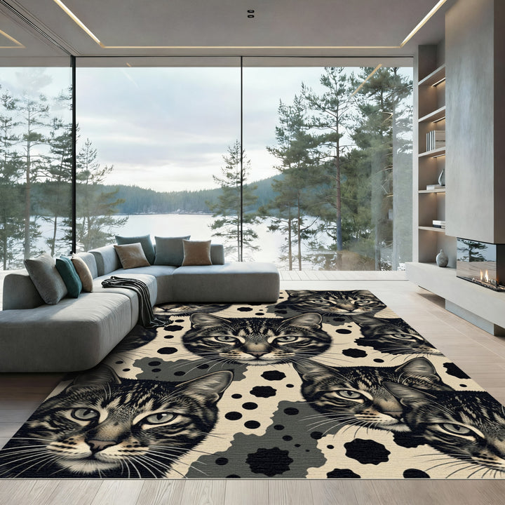 Tabby Cat Black Spot Camouflage Rug