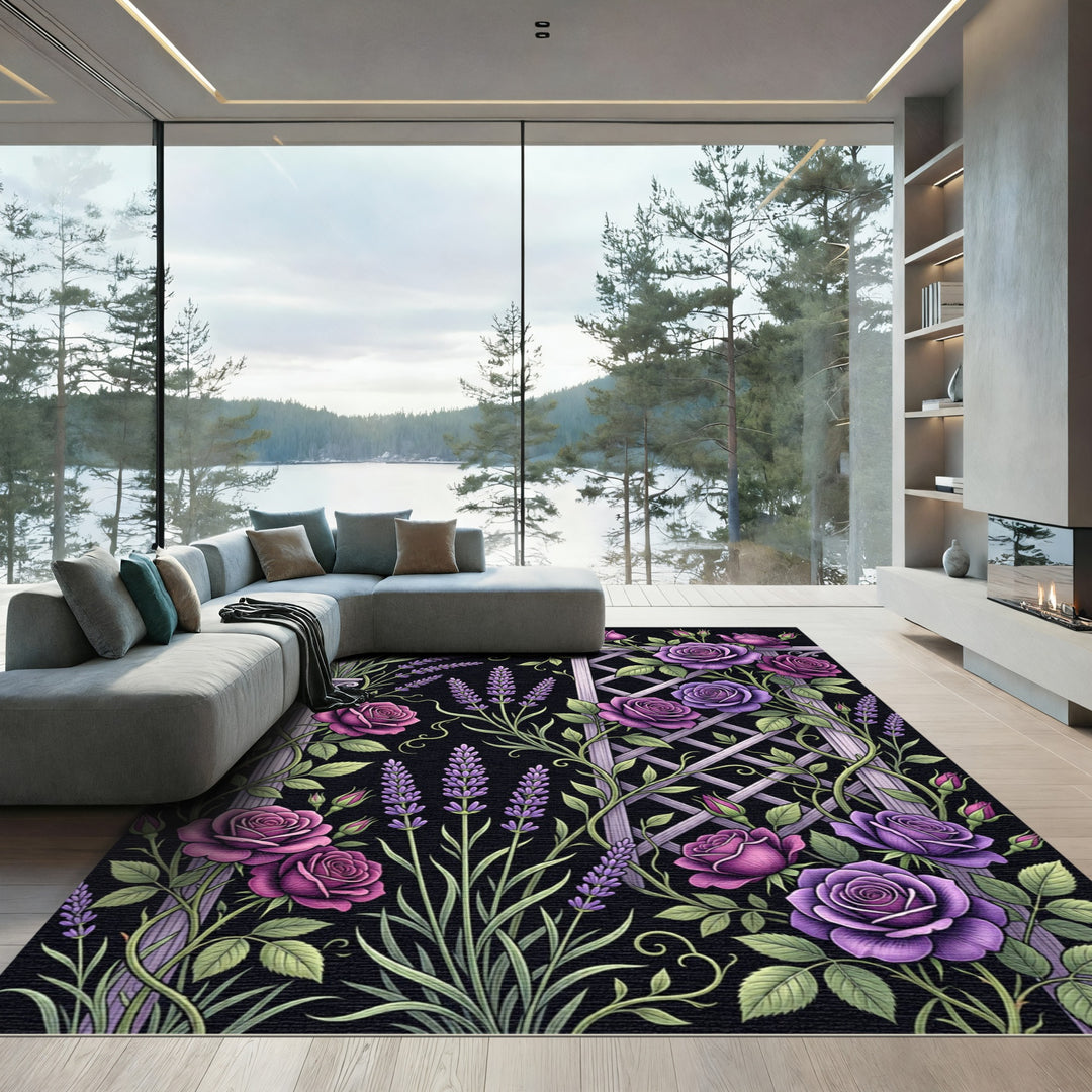 Purple Rose Lavender Garden Trellis Rug