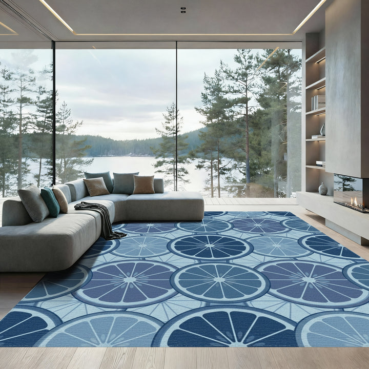 Cool Blue Citrus Slices Repeating View Rug