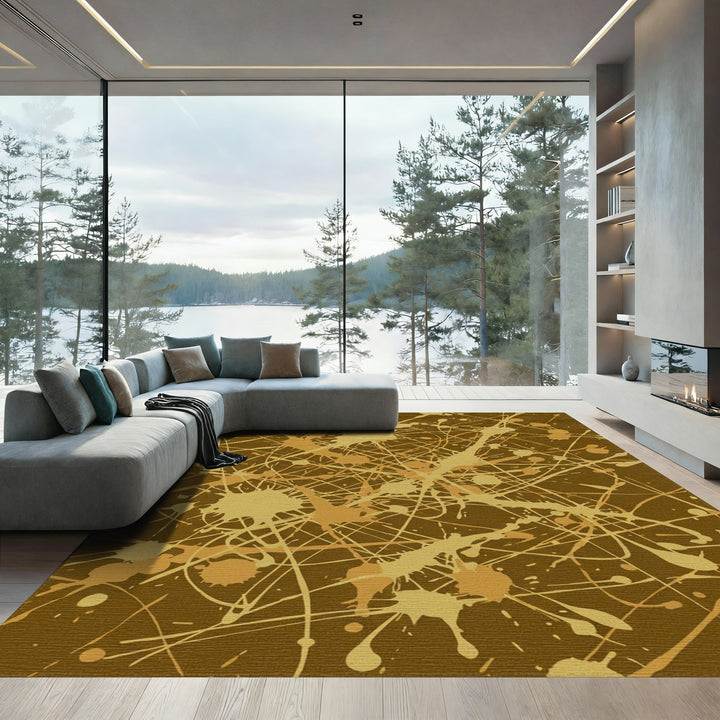 Earthy Splatter Abstract Splash Rug