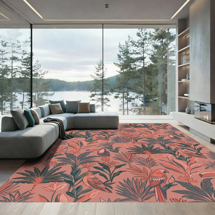 Tropical Birds and Lush Foliage Rug