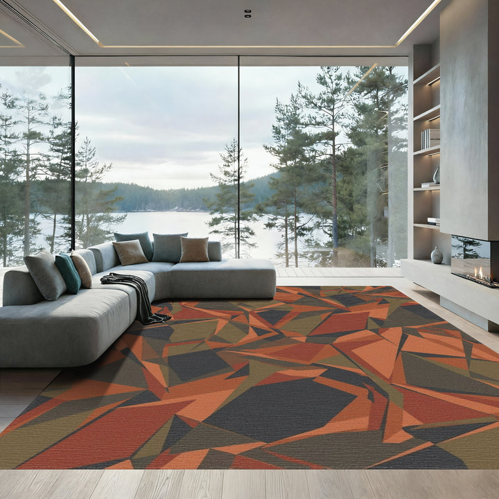 Terracotta Ochre Camouflage Fragment Rug