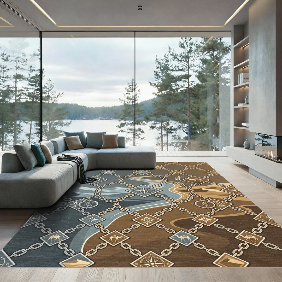 Desert Caravan Chain Compass Rug