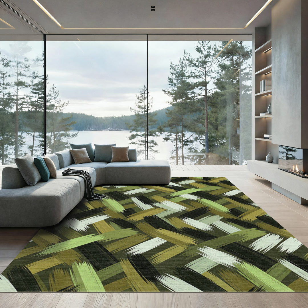 Abstract Brushstroke Earth Tones Rug