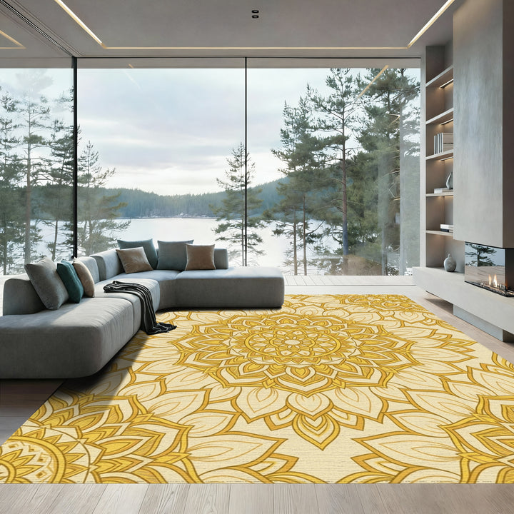 Sunburst Mandala Golden Mandala Rug
