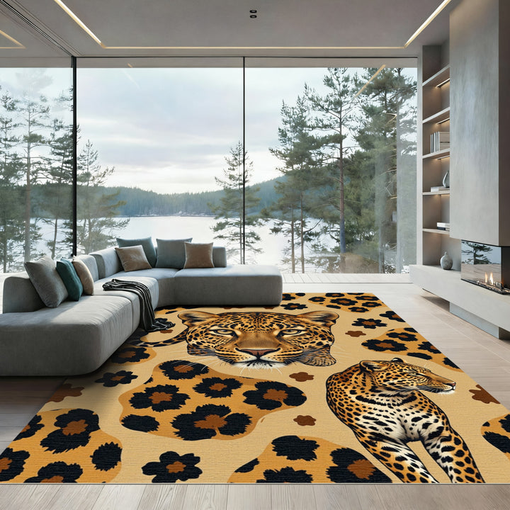 Bold Leopard Spots And Floral Rug