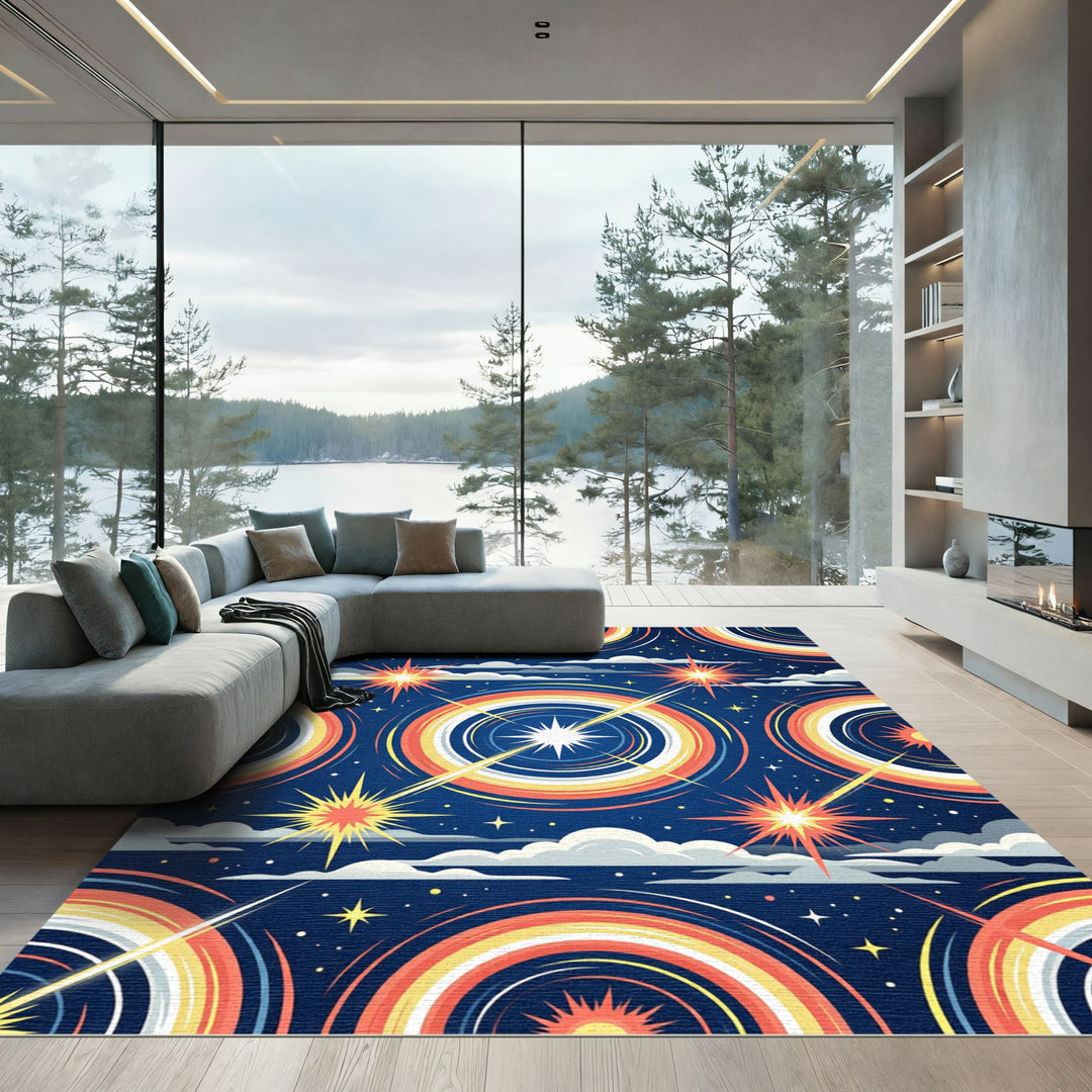 Starry Night Rainbow Rings Rug