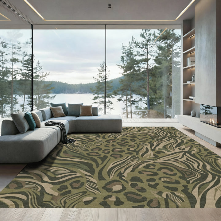 Jungle Camouflage Abstract Animal Print Rug