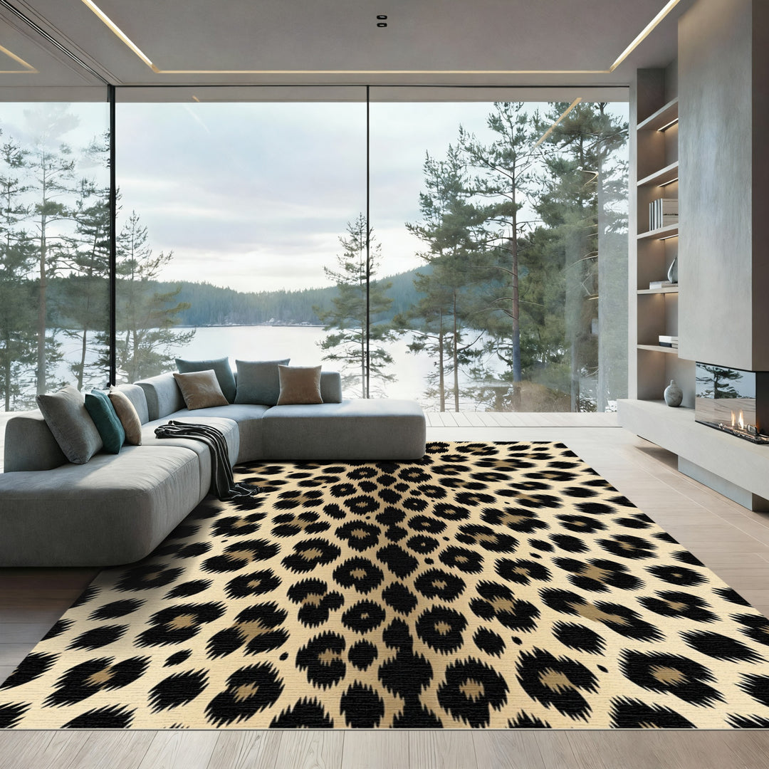 Luxurious Gold Leopard Spots Rug