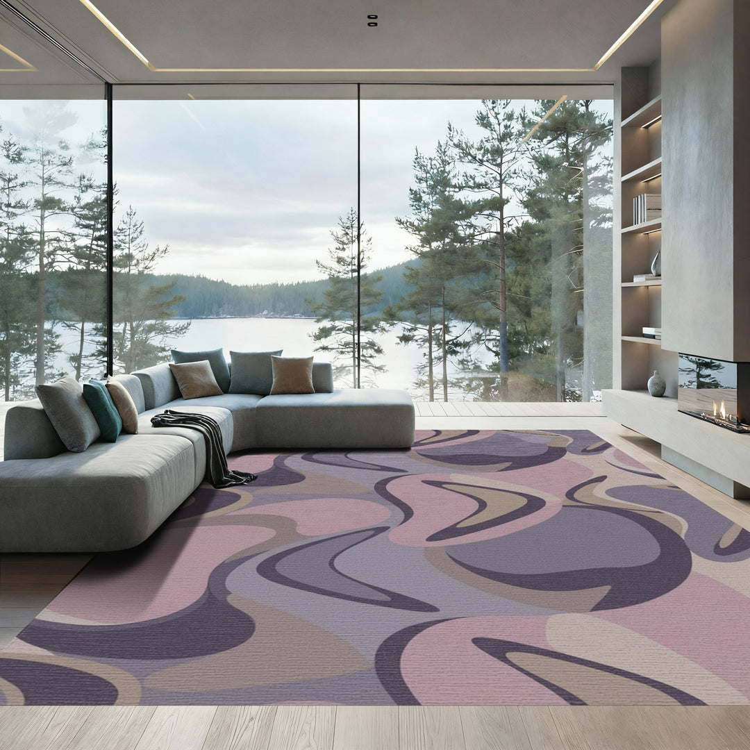 Soft Amethyst Abstract Swirl Rug