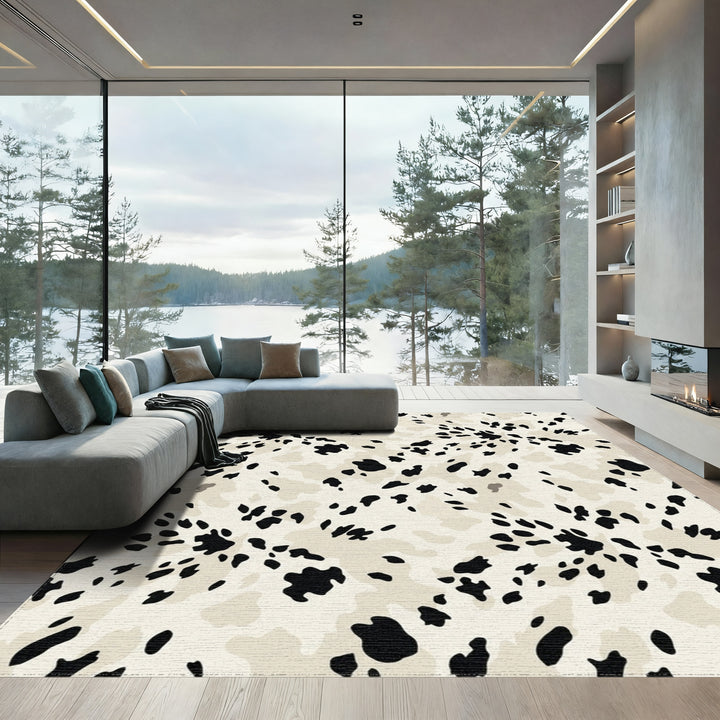 Cream Black Spotted Splash Rug