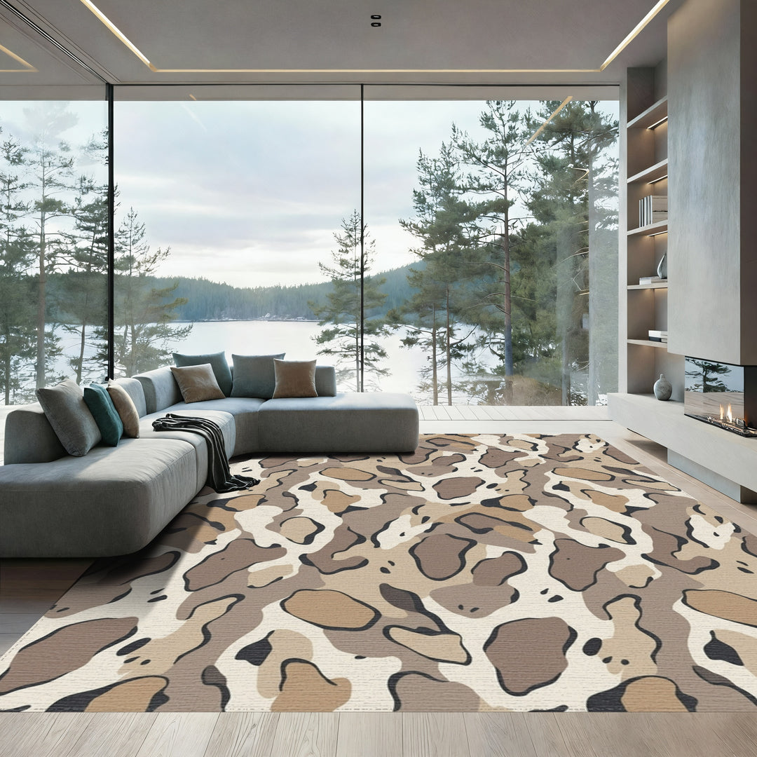 Desert Camouflage Abstract Shapes Rug