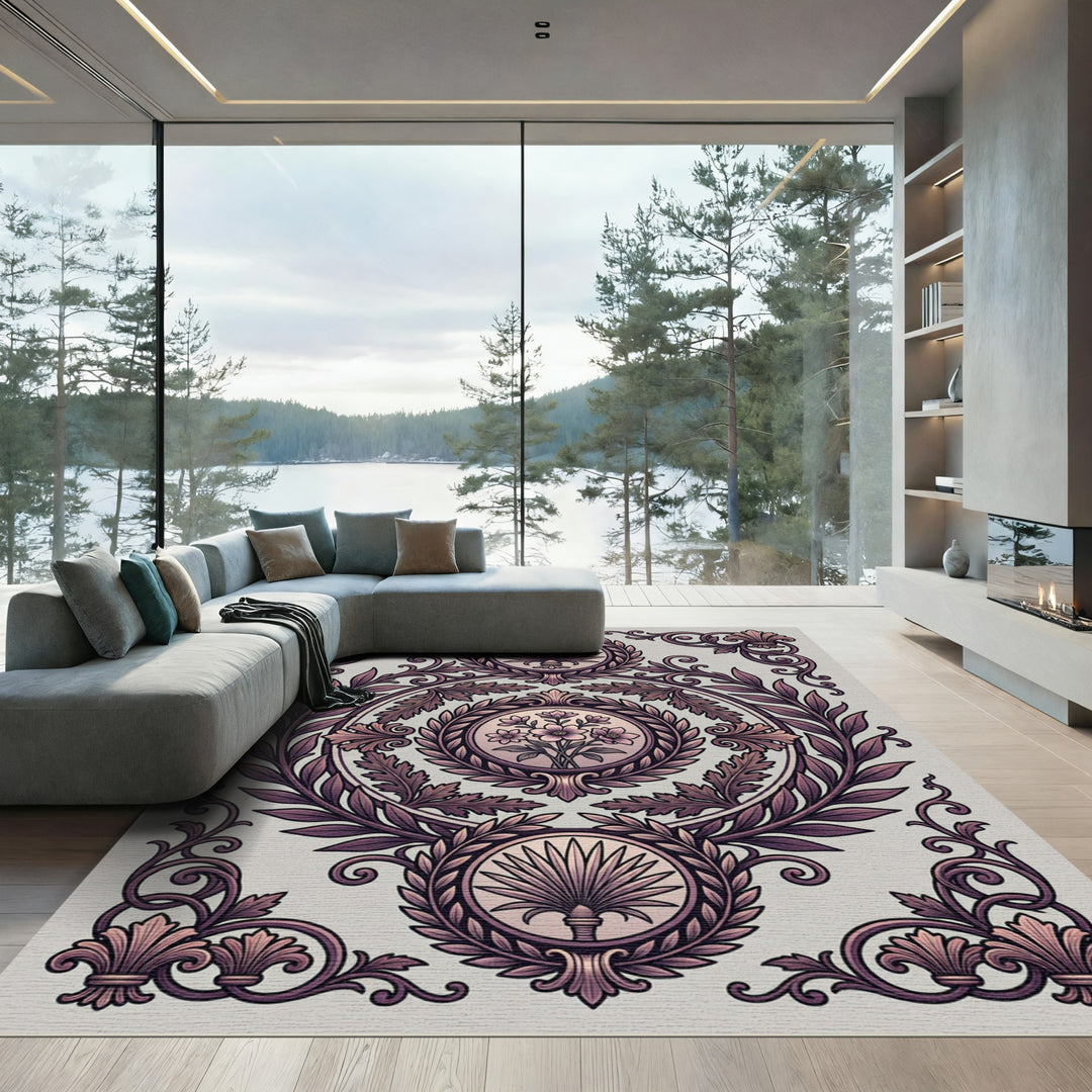 Ornate Floral Laurel Medallion Rug