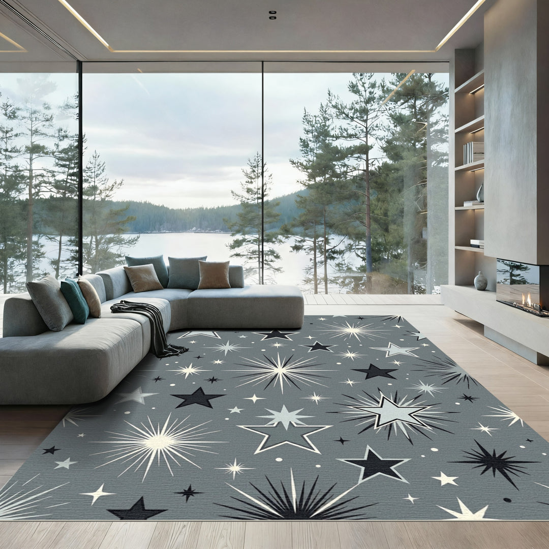 Retro Starburst Glitter Galactic Wallpaper Rug