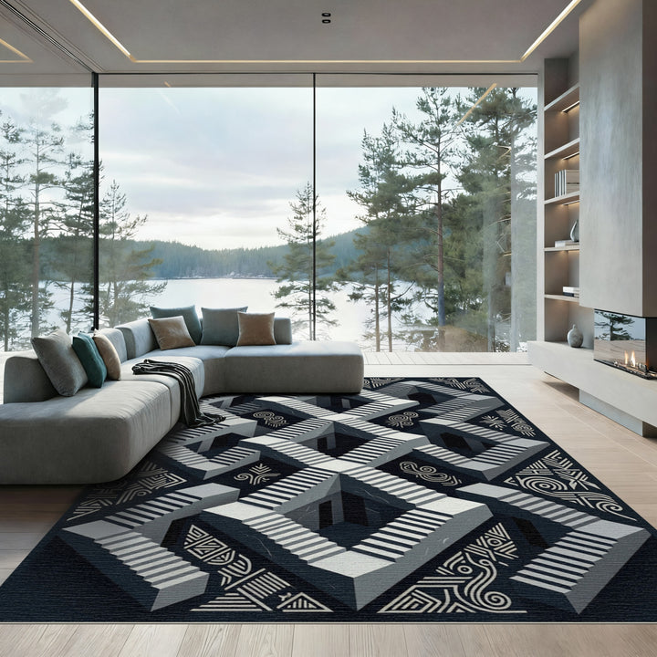 Impossible Stairs Geometric Rug