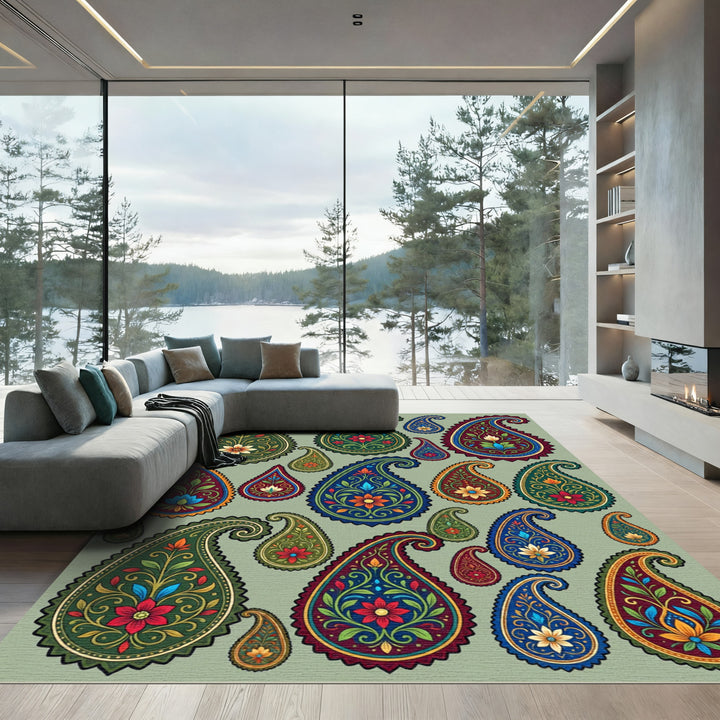 Vibrant Paisley Floral Medallion Rug