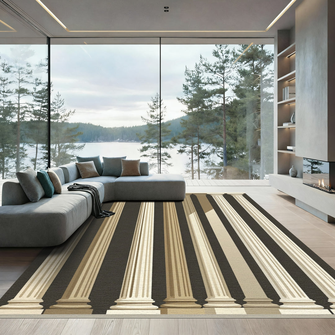 Classic Beige Architectural Column Rug
