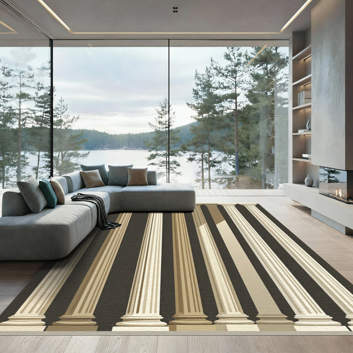 Classic Beige Architectural Column Rug
