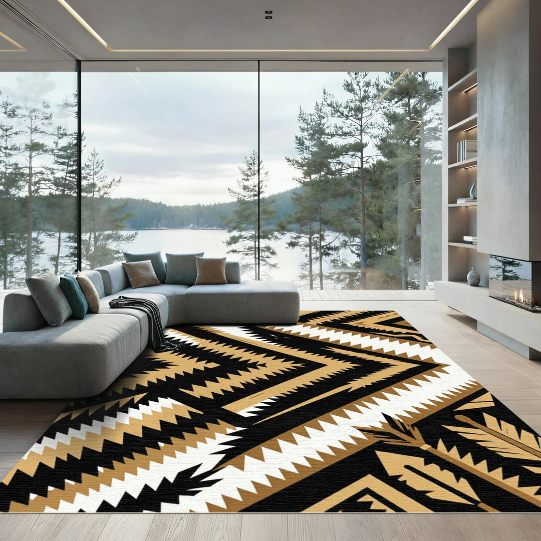 Bold Gold Navajo Arrow Zigzag Rug