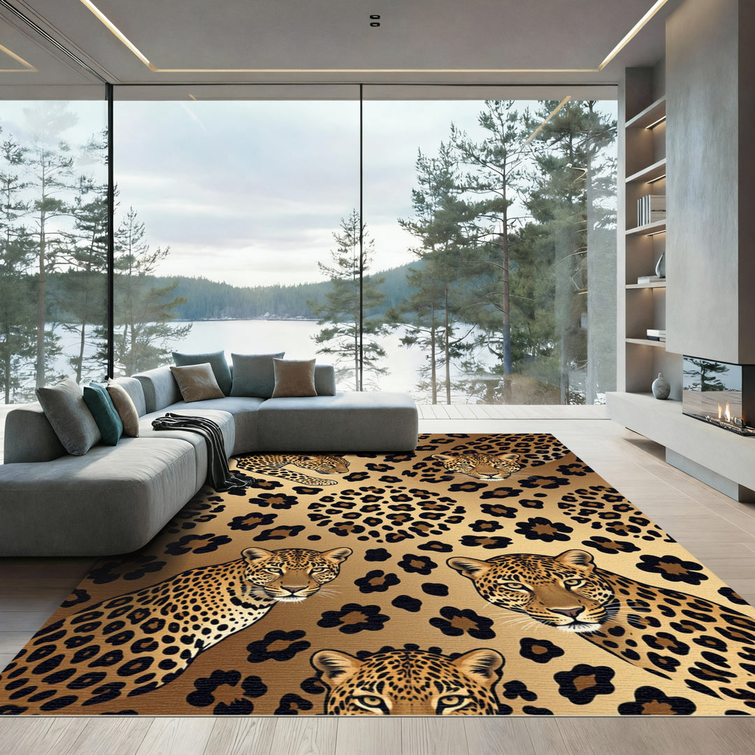 Leopard Spot Wild Cat Face Rug