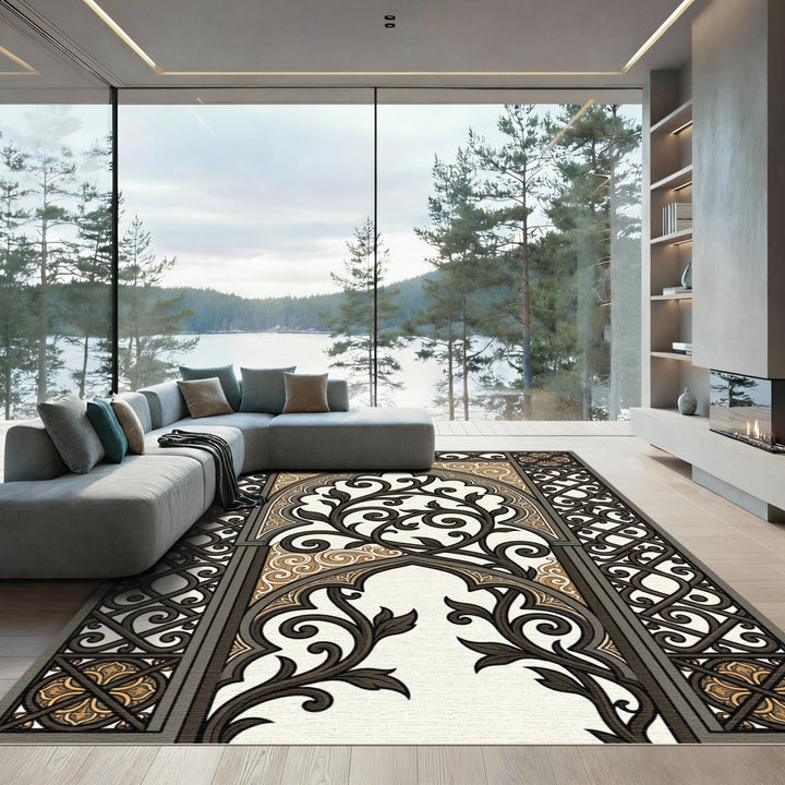Ornate Archway Arabesque Floral Rug