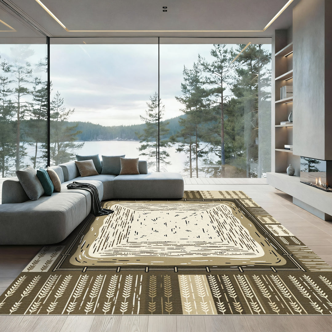 Earthy Wheat Field Square Rug