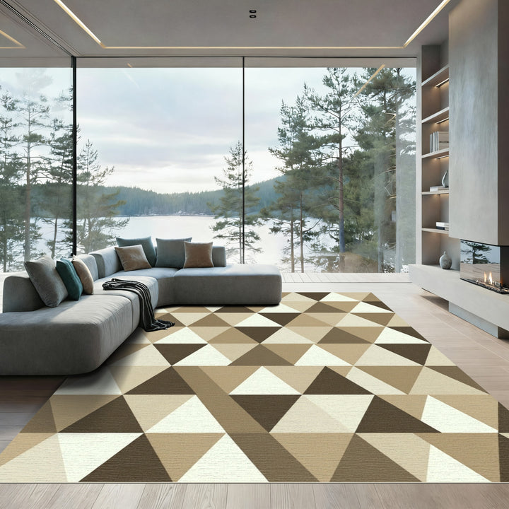 Geometric Triangle Sand and Cream Rug