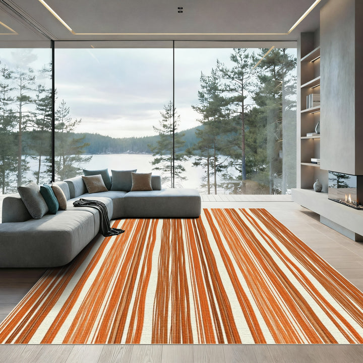 Warm Earthy Tones Vertical Stripe Rug