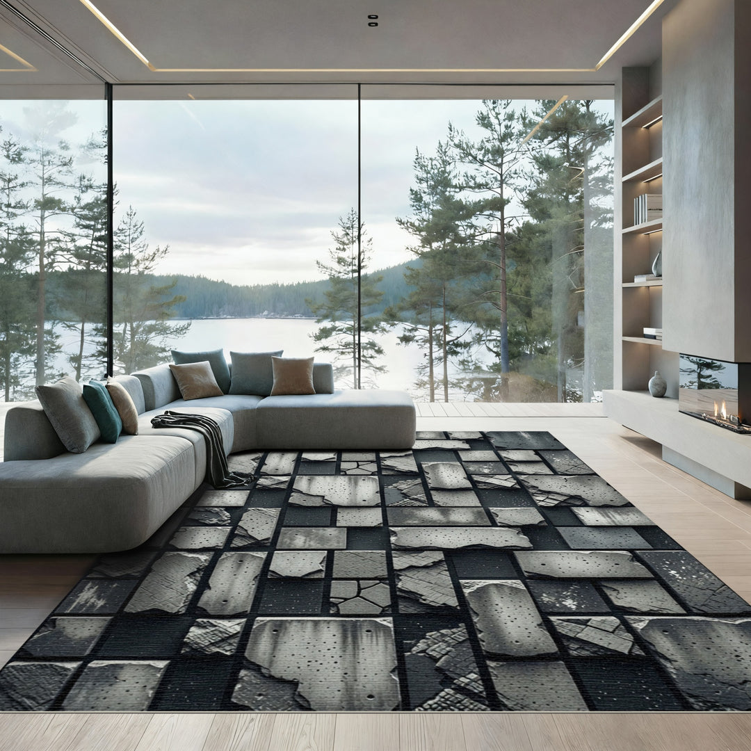 Concrete Mosaic Textured Rug
