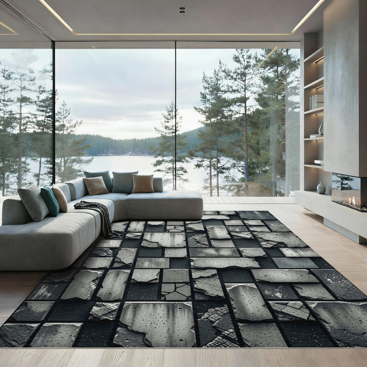 Concrete Mosaic Textured Rug